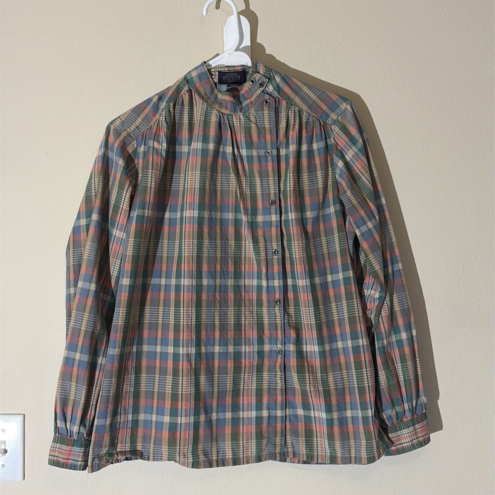 Vintage VTG Kenneth Gordon Multicolor Plaid USA Made‎ Retford Button Up Shirt 12
